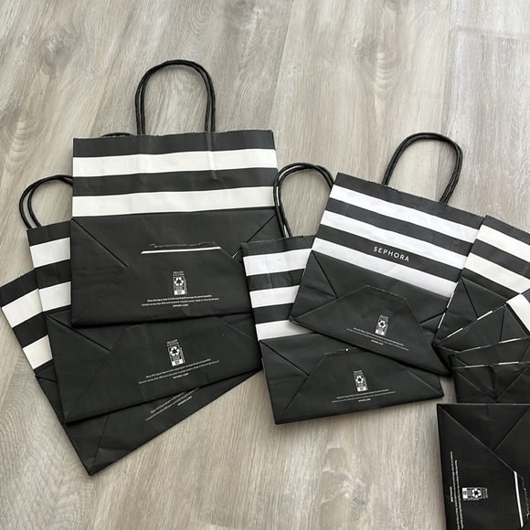 Sephora Black and White Striped 10 Paper Bags - Picture 5 of 6